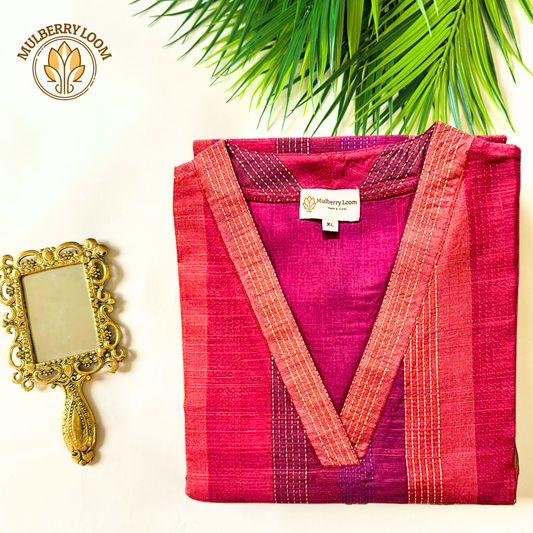 Pink Kantha Elegance Kurta