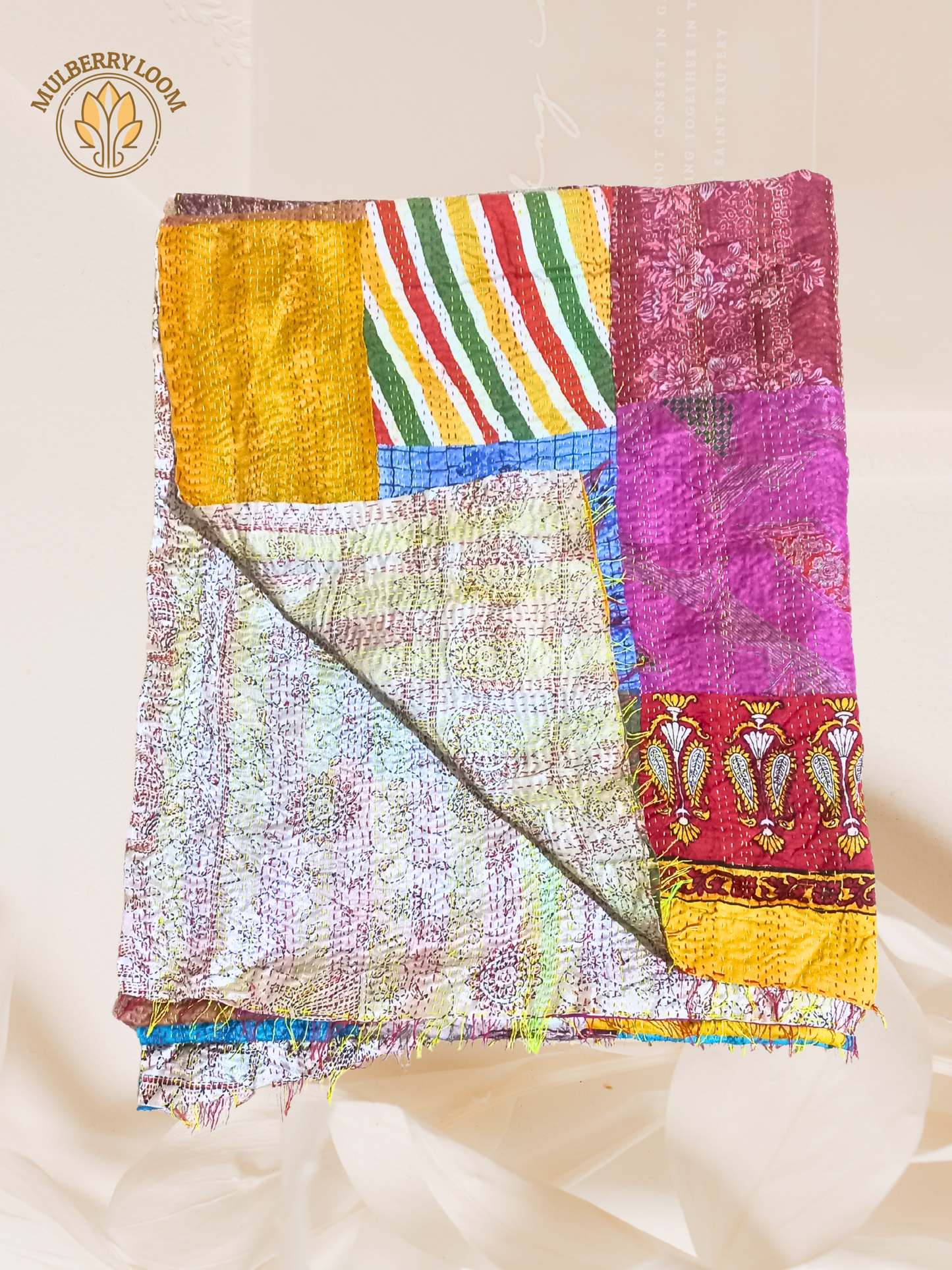 Ranglok Handcrafted Kantha Patchwork Dupatta