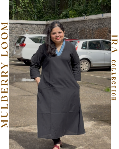 Ira Ebony Plain Ikkat Dress