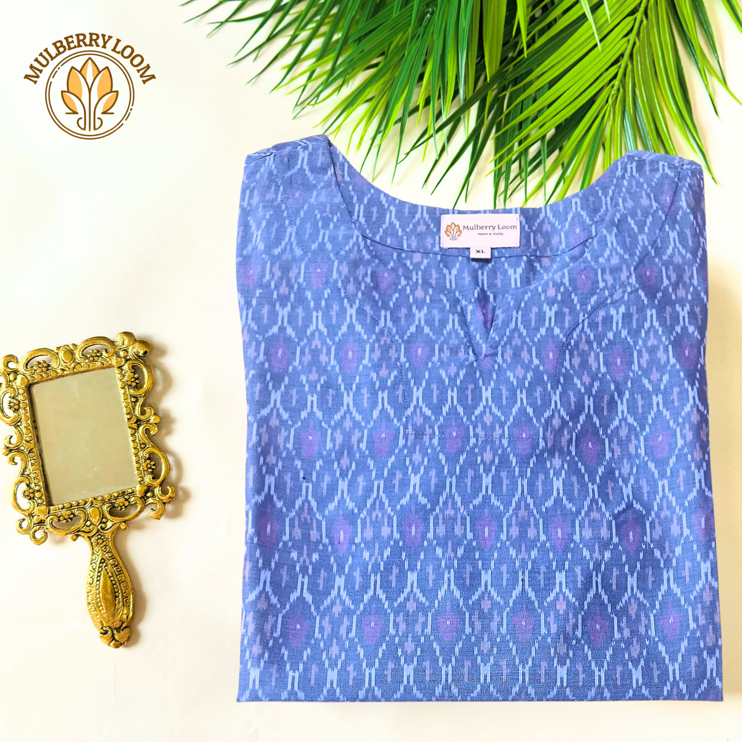 Radiant Voilet Ikkat Silk Kurta