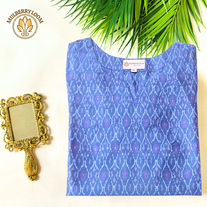 Radiant Voilet Ikkat Silk Kurta