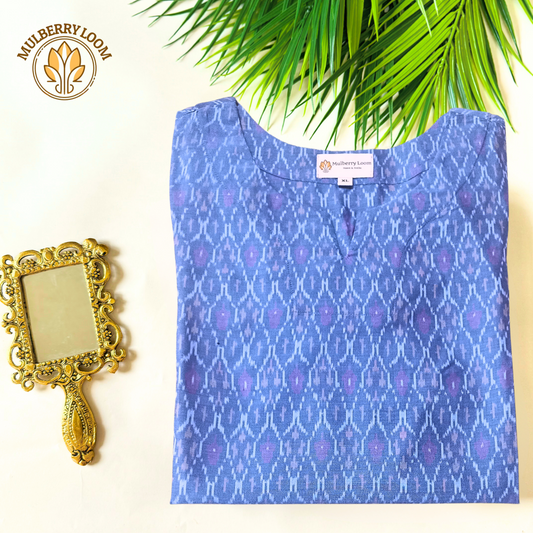 Radiant Voilet Ikkat Silk Kurta