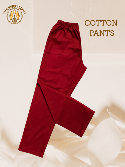 Everyday Comfort Maroon Cotton Pants