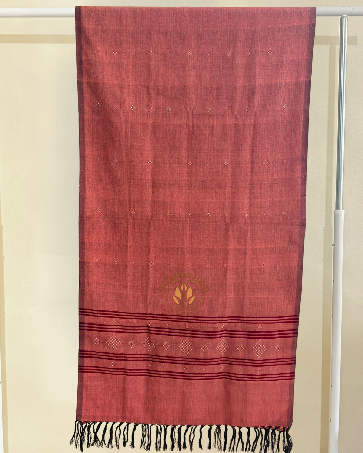 Peach Handwoven Tangaliya Stole