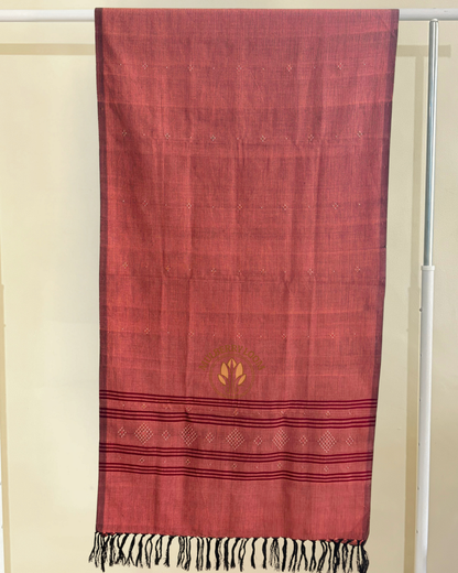 Peach Handwoven Tangaliya Stole