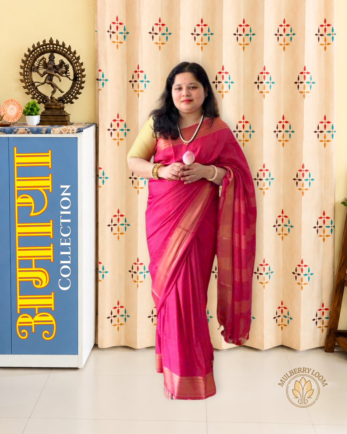 Pink Katan Silk Saree