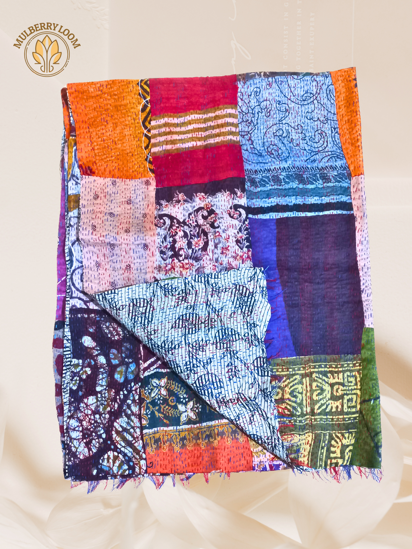 Raagrang Handcrafted Kantha Patchwork Dupatta