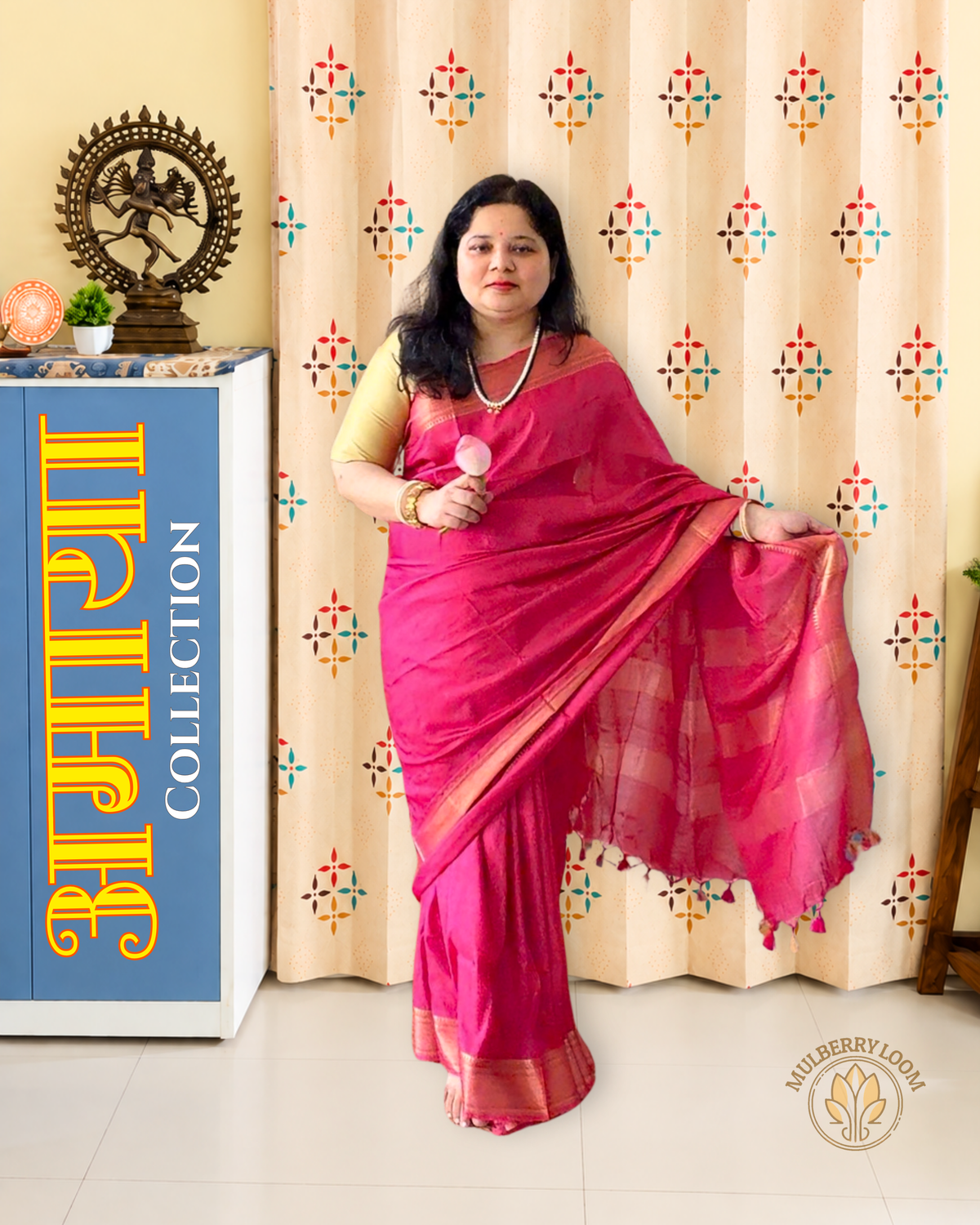 Pink Katan Silk Saree