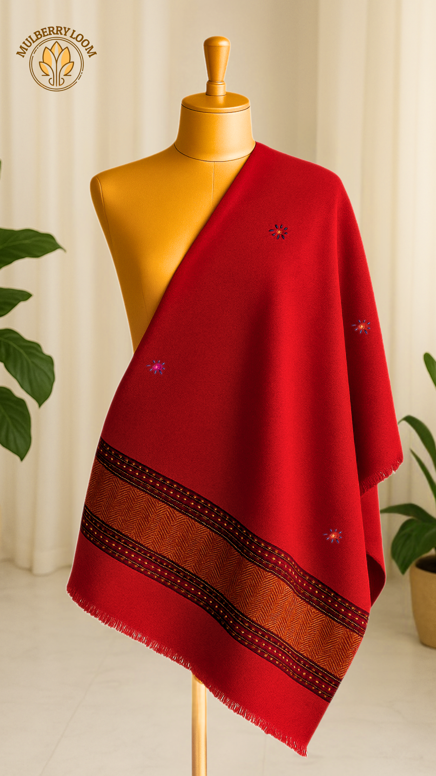 Maroon Kutch Work Shawls