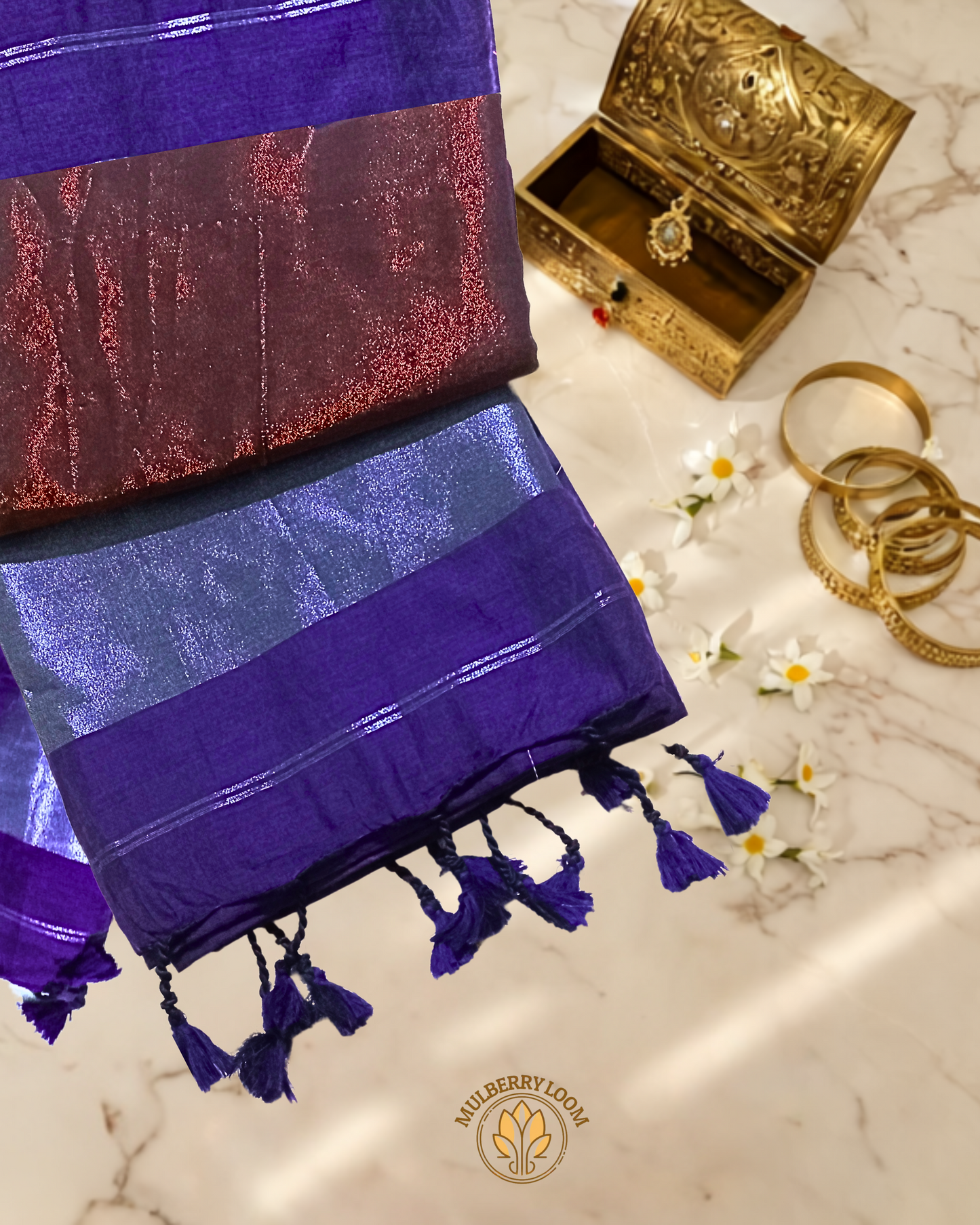 Aabha Indigo Bengal Cotton Saree