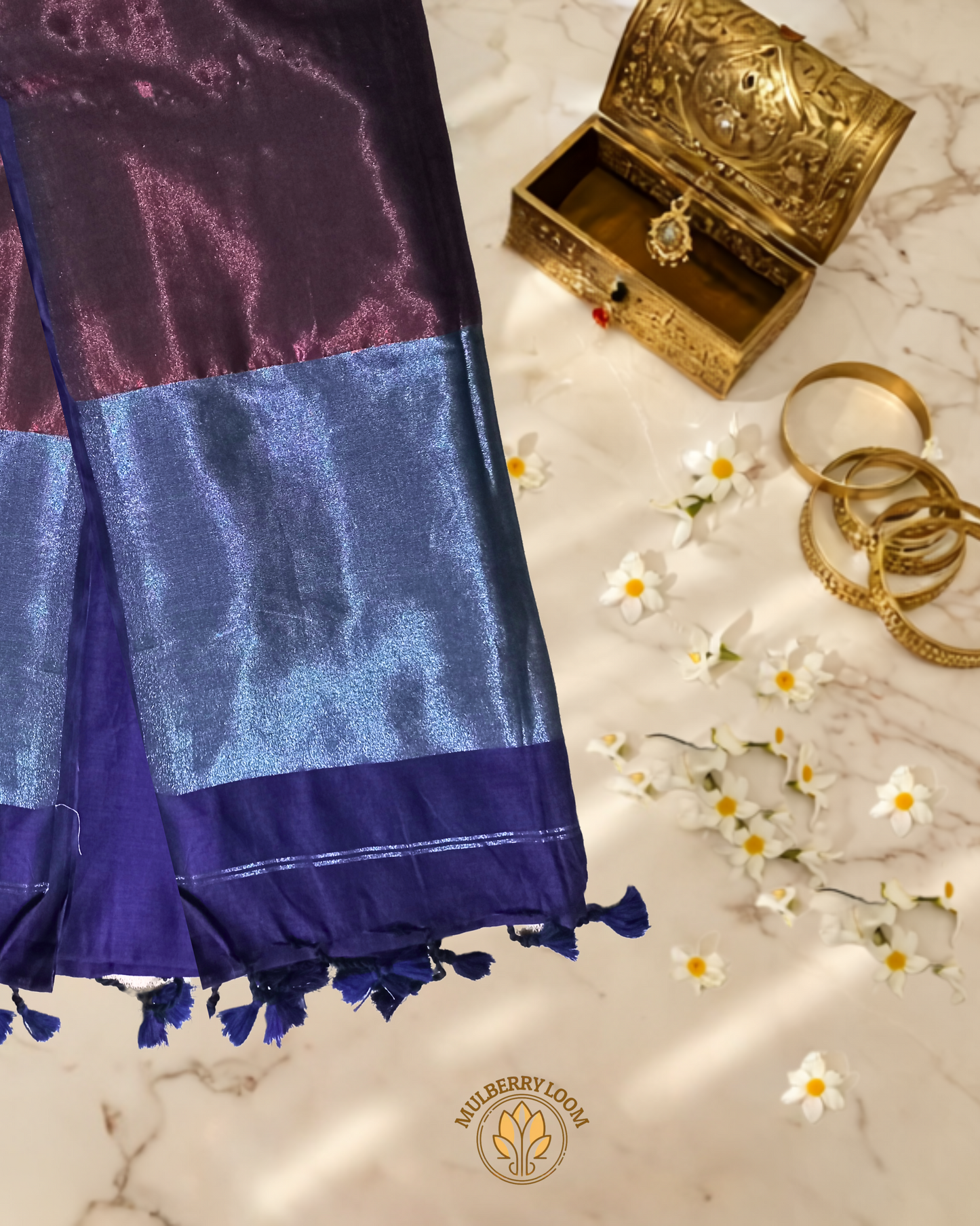 Aabha Indigo Bengal Cotton Saree