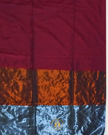 Aabha Maroon Bengal Cotton Saree