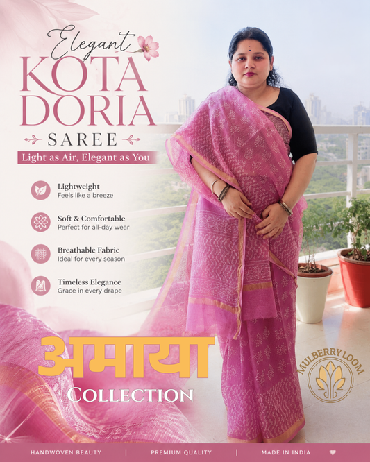 Amaya Lavender Handblock Print Saree