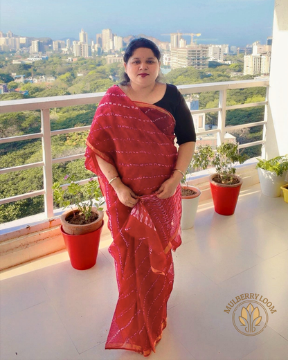 Amaya Scarlet Shibori Dyed  Saree