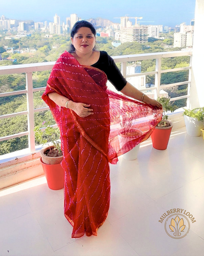 Amaya Scarlet Shibori Dyed  Saree