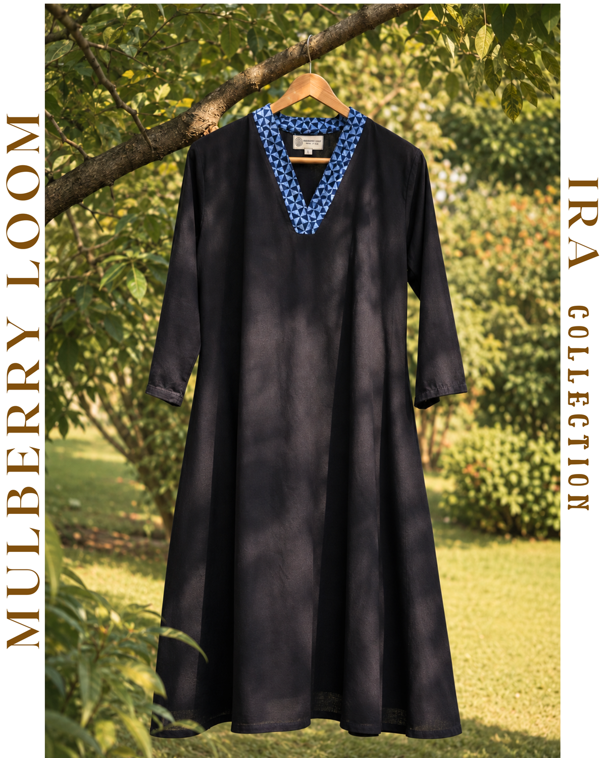 Ira Ebony Plain Ikkat Dress