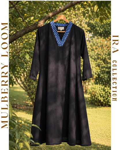Ira Ebony Plain Ikkat Dress