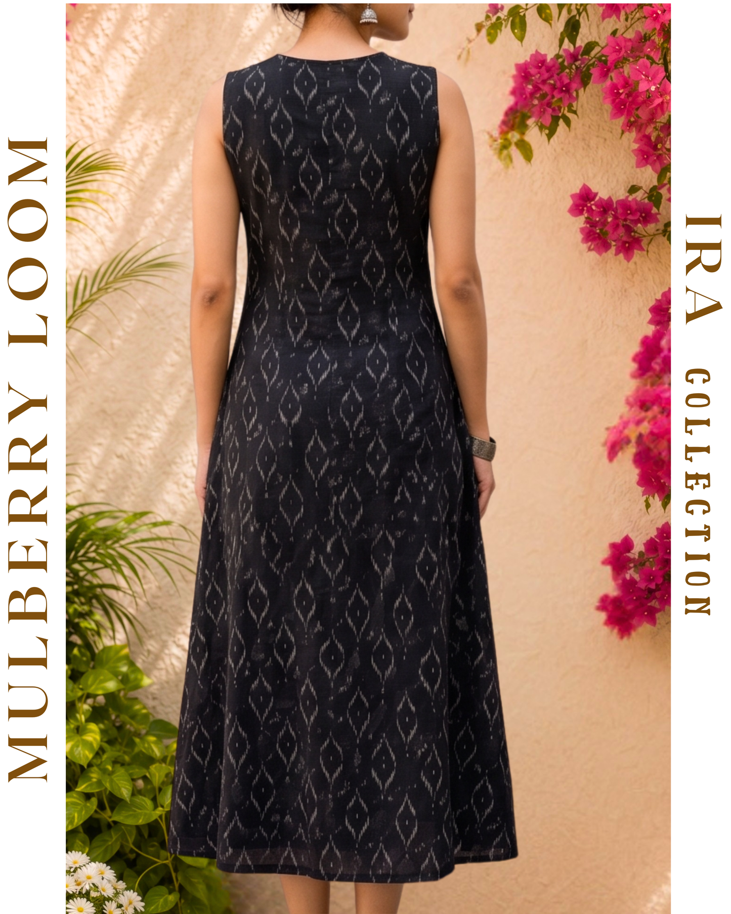 Ira Black Ikkat Sleeveless Dress