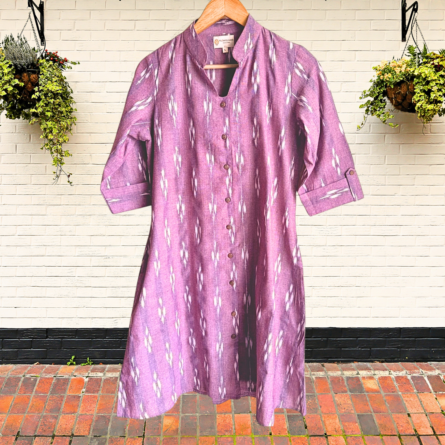 Classic Charm Old Rose Ikkat Dress