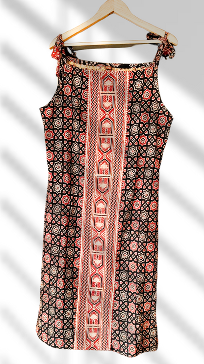 Ebony Ajrakh Handblock Print Spaghetti Kurti