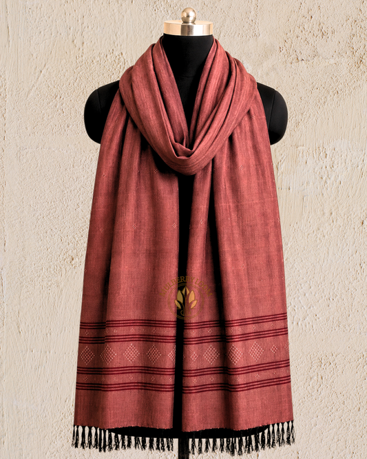 Peach Handwoven Tangaliya Stole