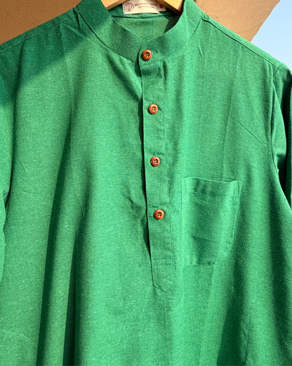 Tattva Green Ikkat Men's Long Kurta
