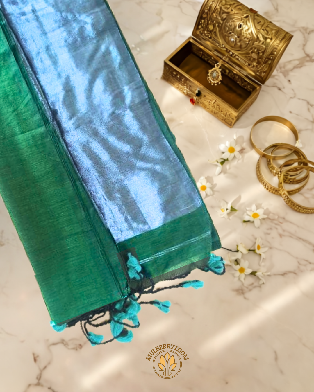 Aabha Green Bengal Cotton Saree