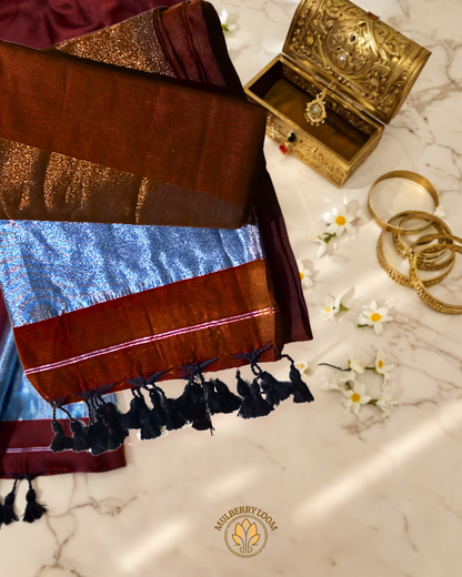 Aabha Maroon Bengal Cotton Saree