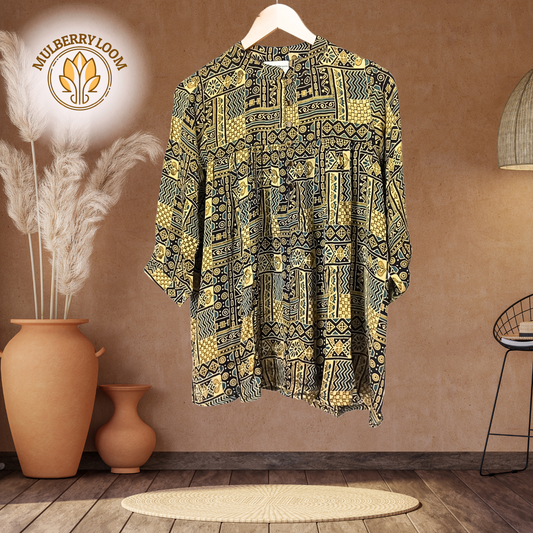 Ethereal Ajrakh Modal Beige Short Top