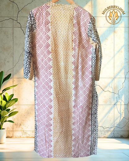 Beige Bliss Soft Mul Cotton Hand Block Print Kurta