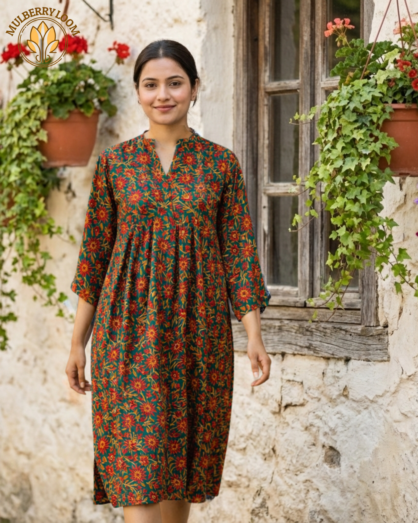 Teal Modal Printed Kurta